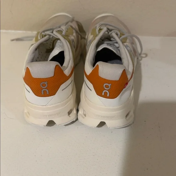 On Running Beige White Pink Accent Athletic Shoes - Picture 5 of 6